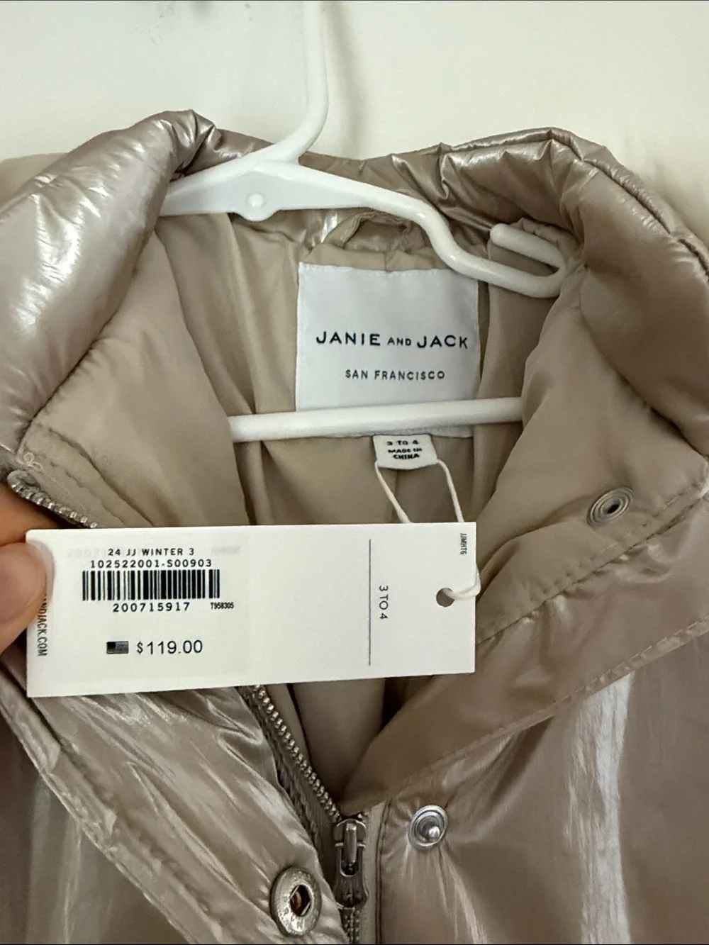 NWT Janie and Jack The Metallic Puffer Coat Sz 3 to 4